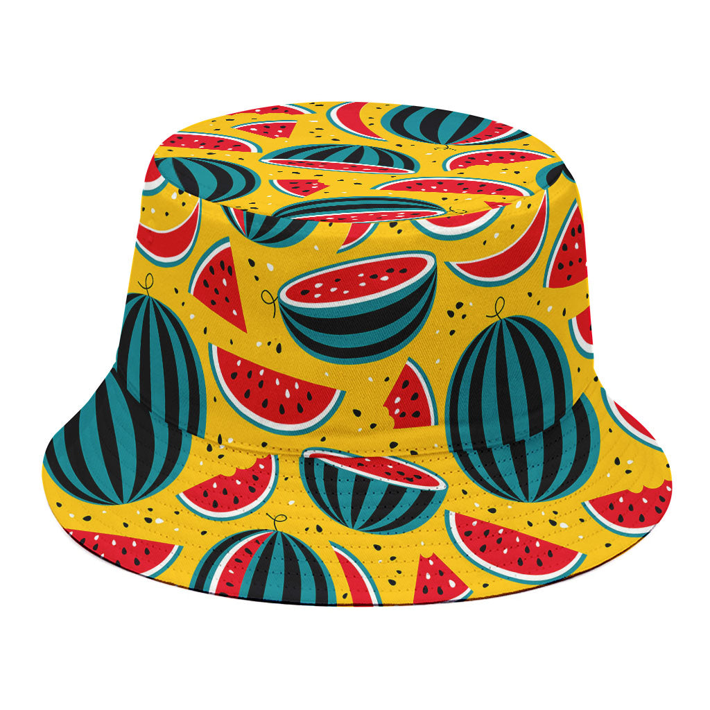 Yellow Watermelon Pieces Pattern Print Bucket Hat