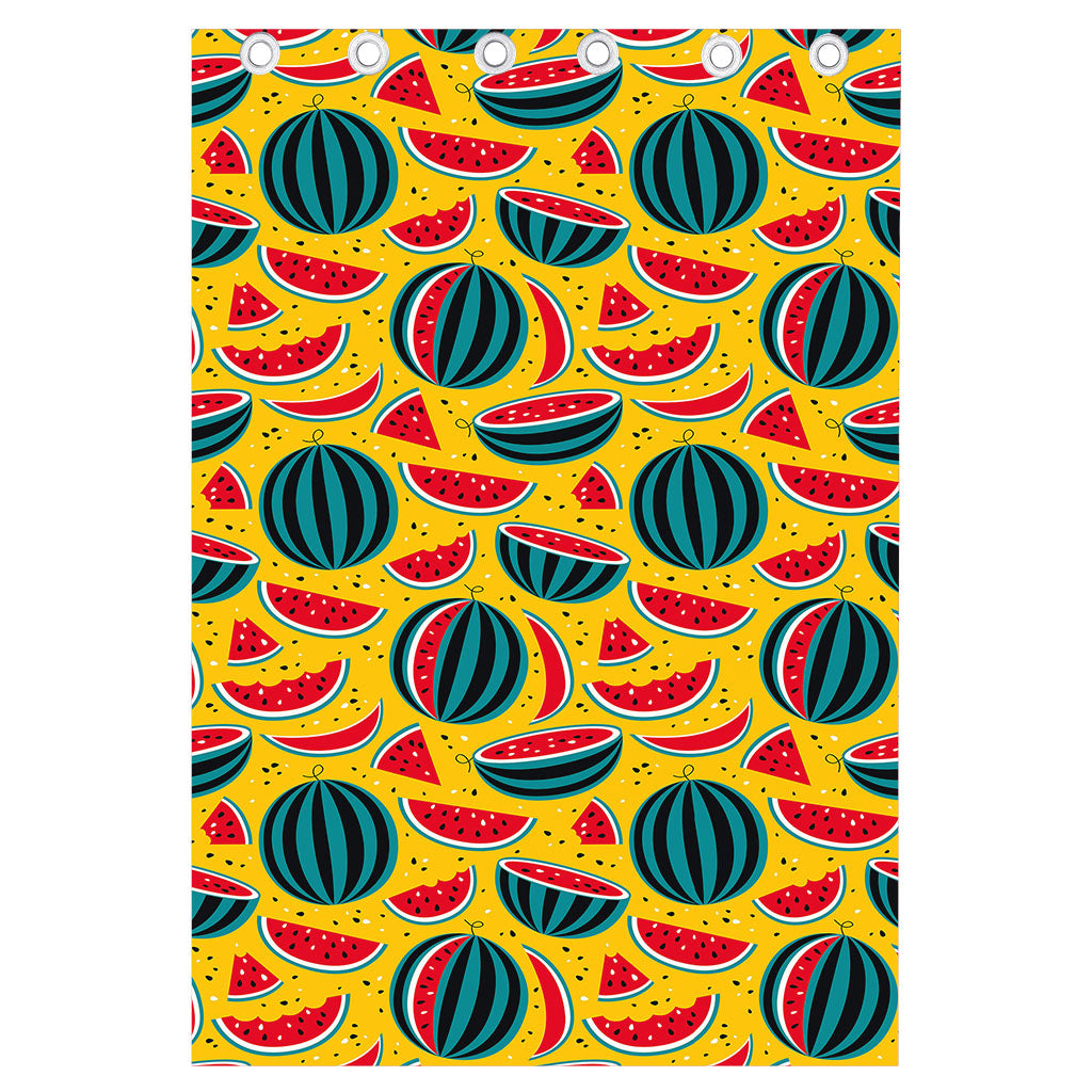 Yellow Watermelon Pieces Pattern Print Curtain