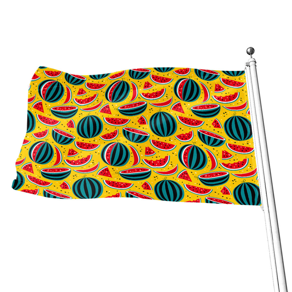 Yellow Watermelon Pieces Pattern Print Flag