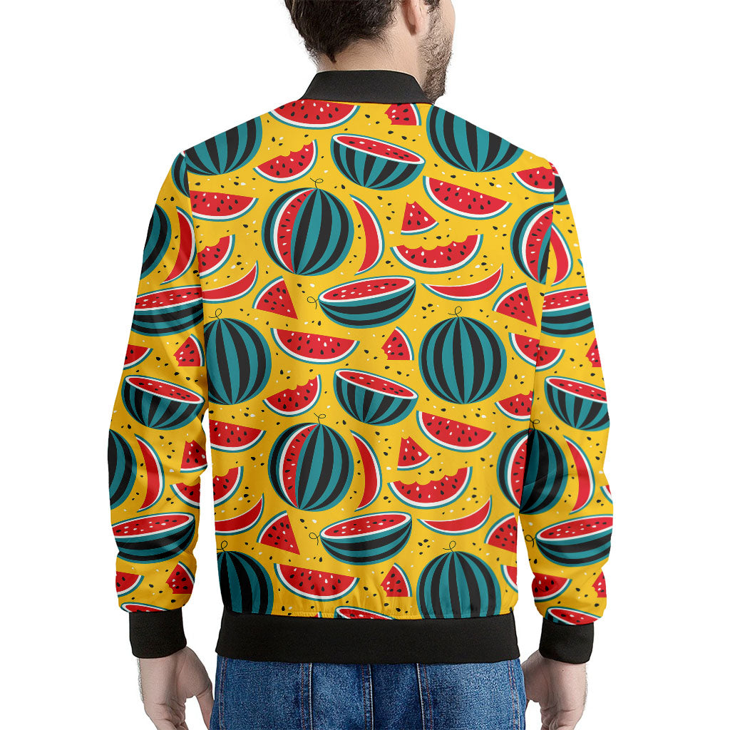 Yellow Watermelon Pieces Pattern Print Men's Bomber Jacket