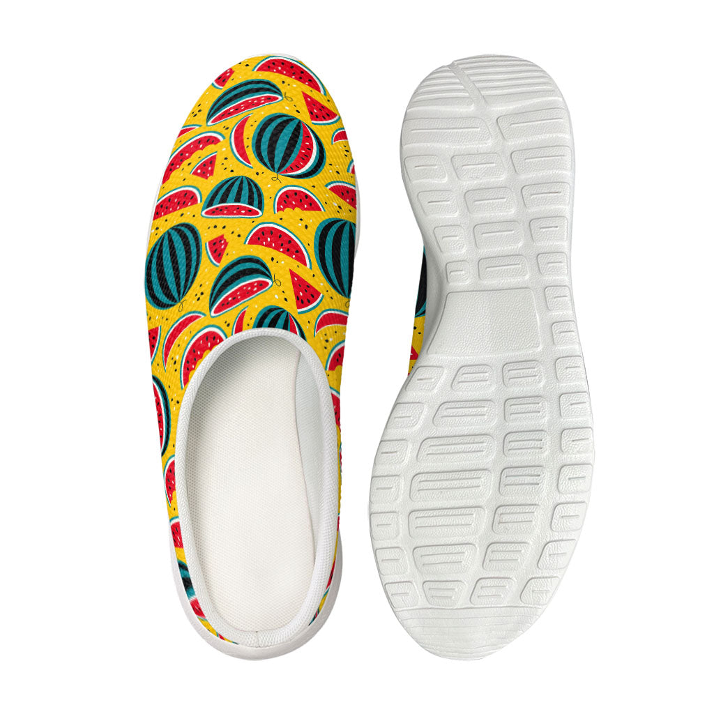 Yellow Watermelon Pieces Pattern Print Mesh Casual Shoes