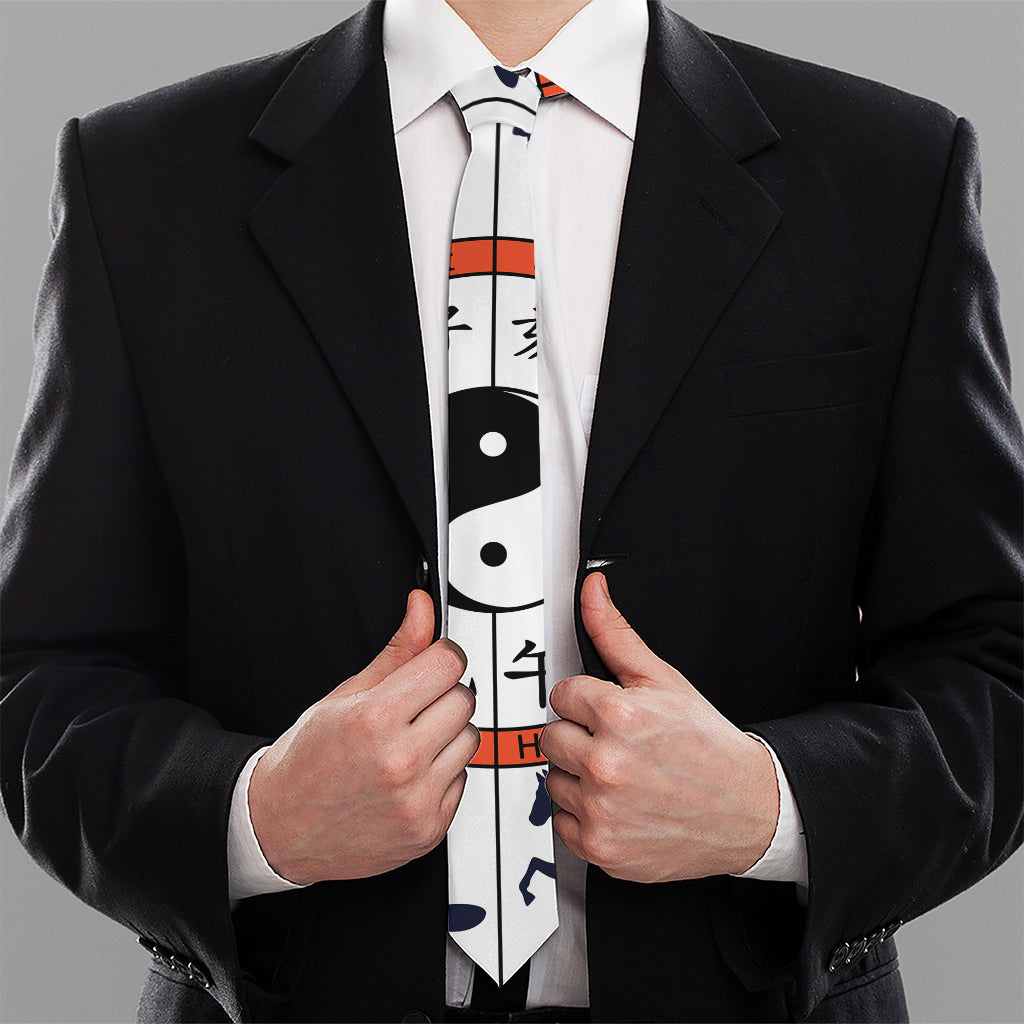 Yin Yang Chinese Zodiac Wheel Print Necktie