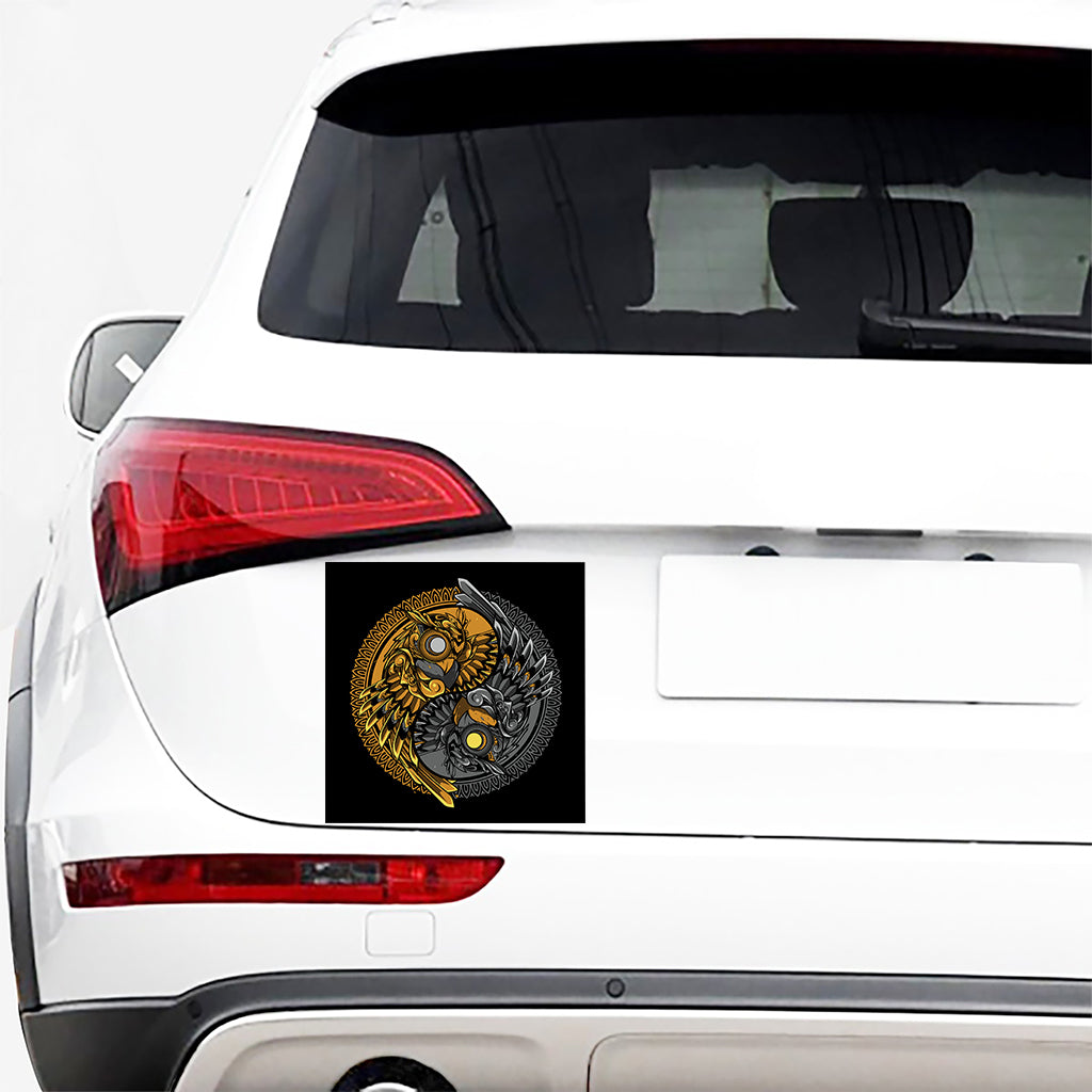 Yin Yang Owl Print Car Sticker