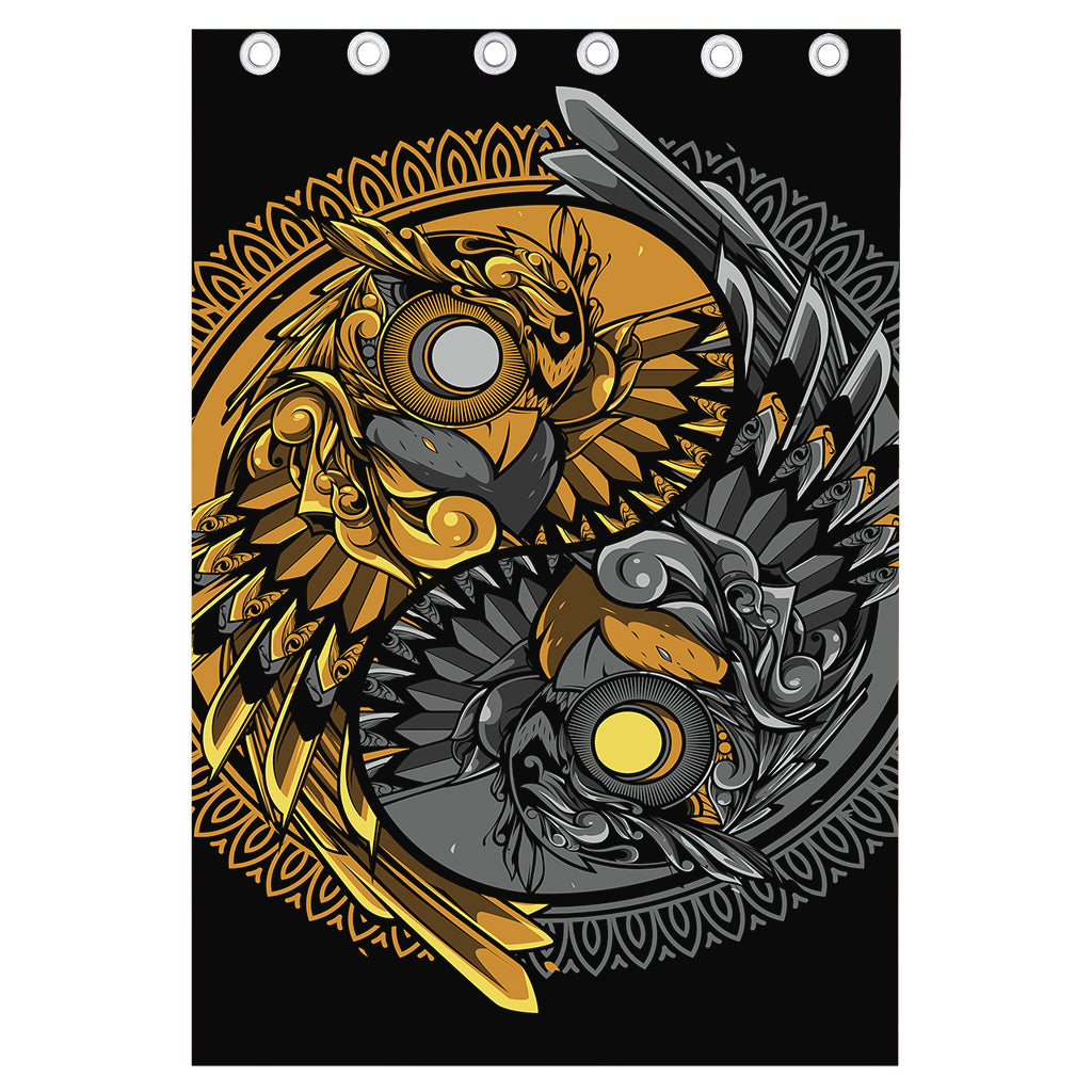 Yin Yang Owl Print Curtain