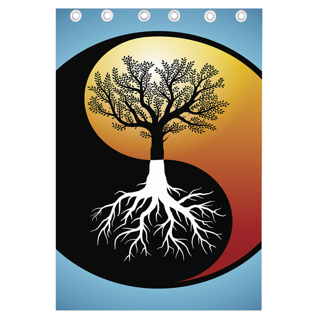 Yin Yang Tree Of Life Print Curtain