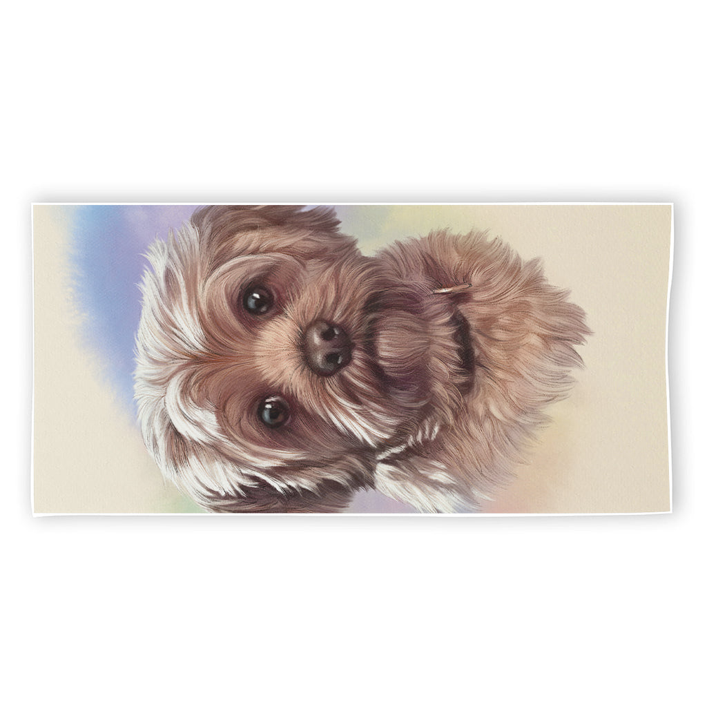 Yorkshire Terrier Portrait Print Beach Towel