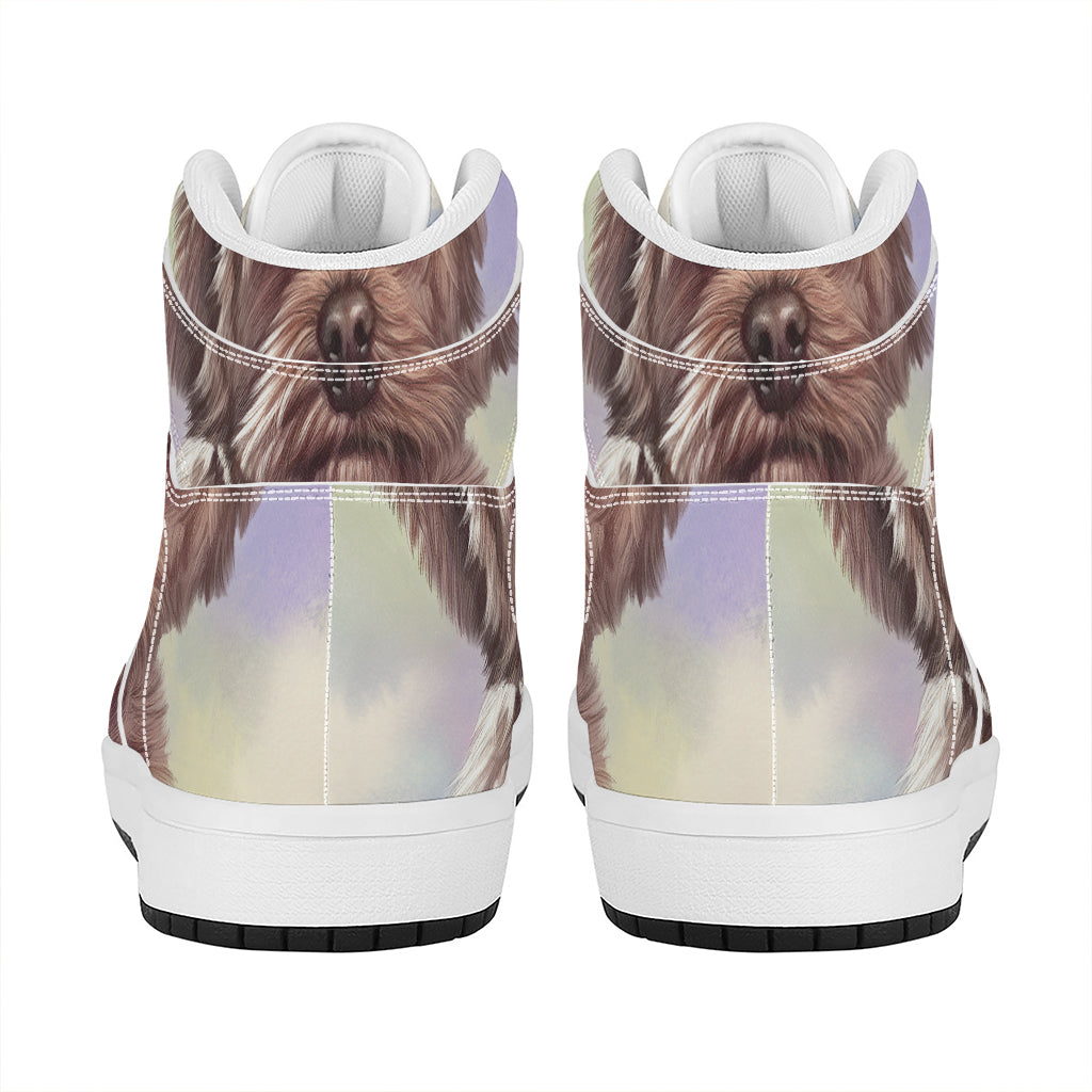 Yorkshire Terrier Portrait Print High Top Leather Sneakers