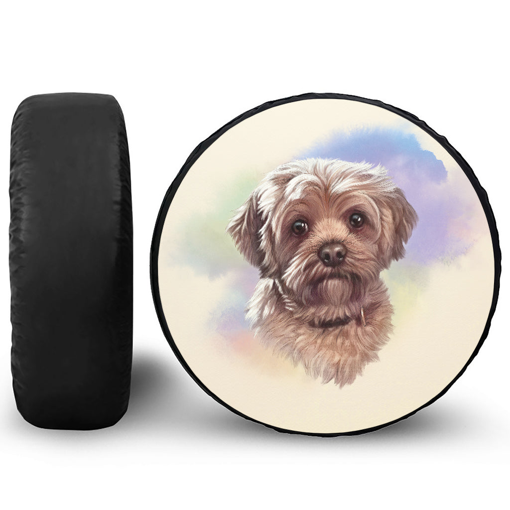 Yorkshire Terrier Portrait Print Leather Spare Tire Cover