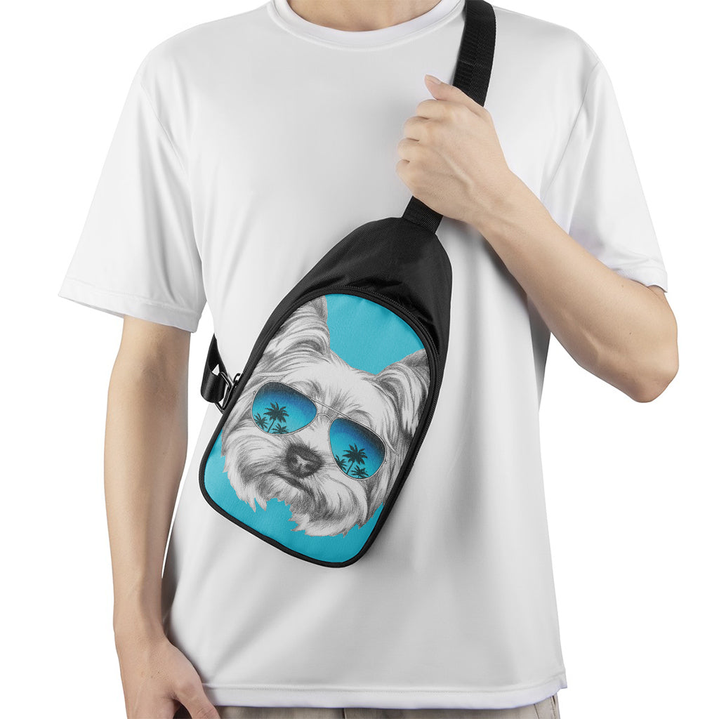 Yorkshire Terrier With Sunglasses Print Chest Bag