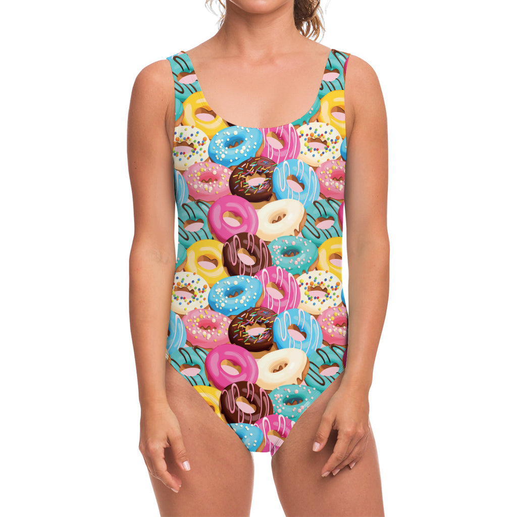 Yummy Donut Pattern Print One Piece Swimsuit
