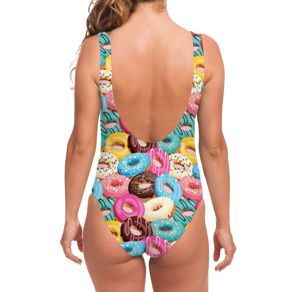 Yummy Donut Pattern Print One Piece Swimsuit
