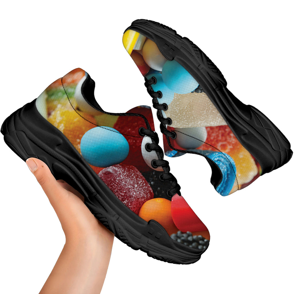 Yummy Gummy Print Black Chunky Shoes