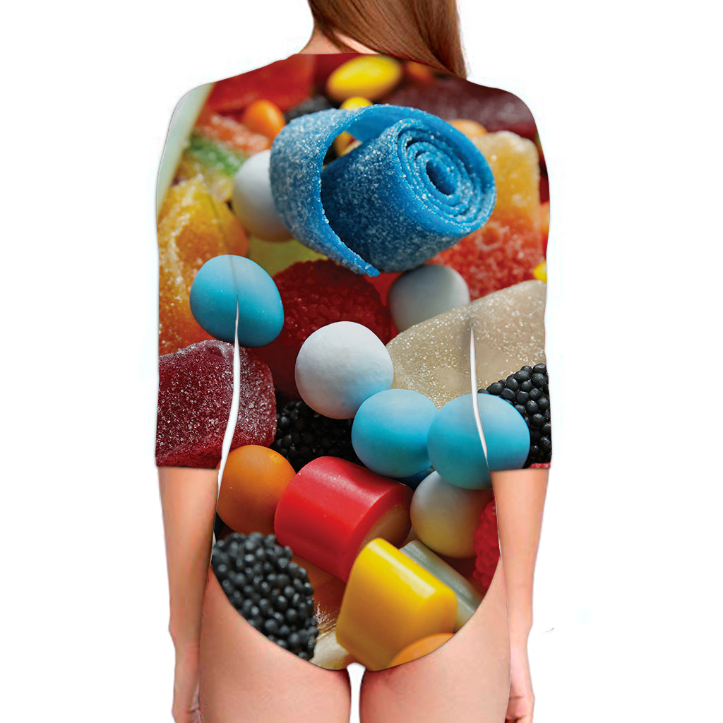 Yummy Gummy Print Long Sleeve Swimsuit