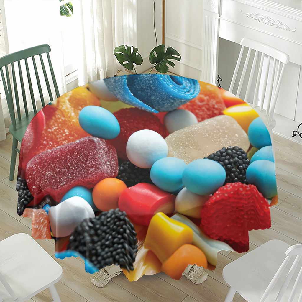 Yummy Gummy Print Waterproof Round Tablecloth