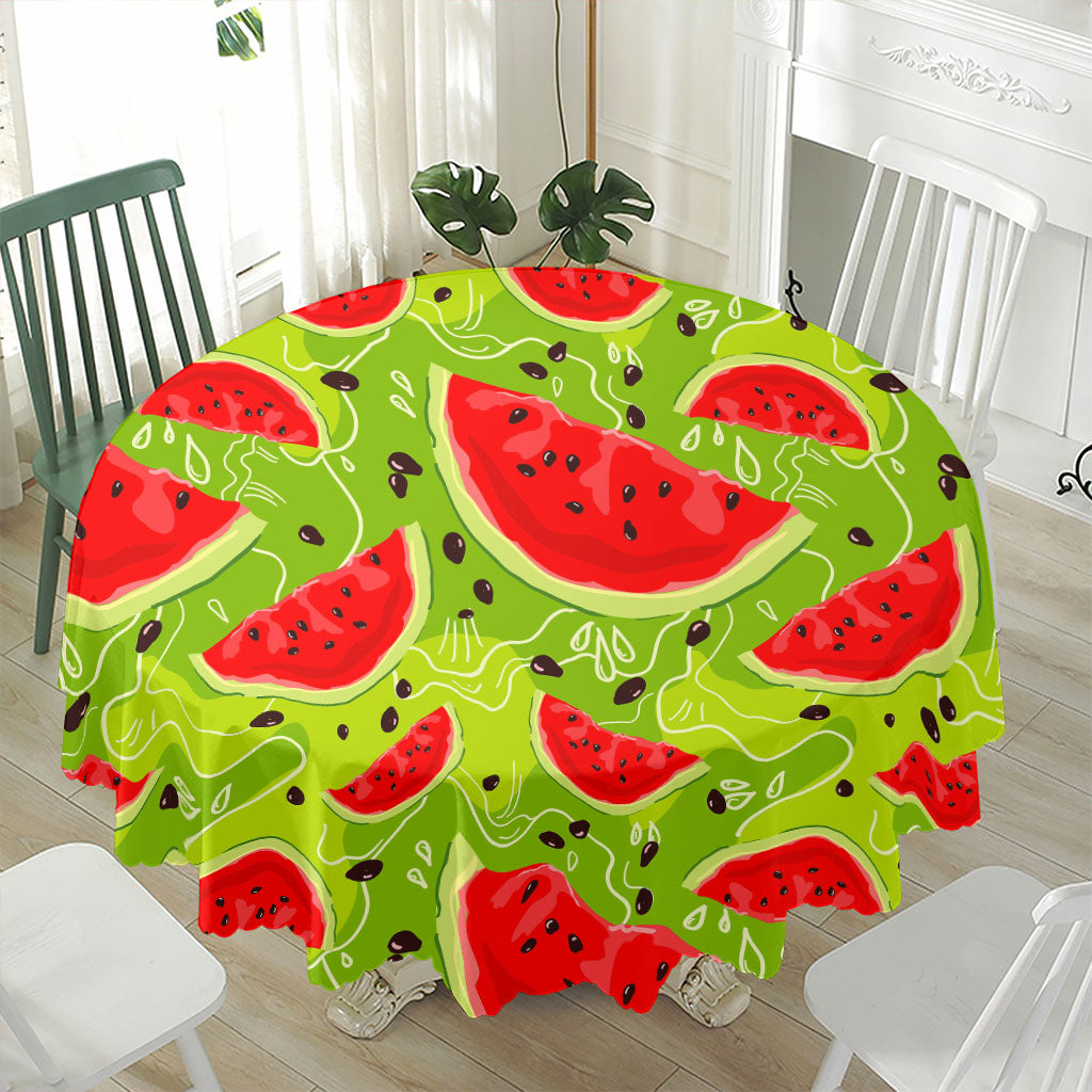 Yummy Watermelon Pieces Pattern Print Waterproof Round Tablecloth