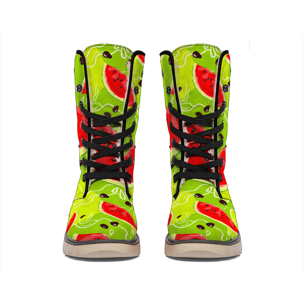 Yummy Watermelon Pieces Pattern Print Winter Boots