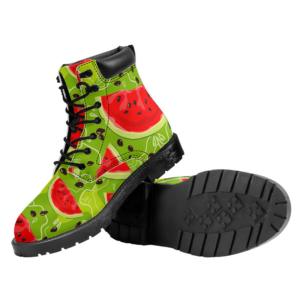 Yummy Watermelon Pieces Pattern Print Work Boots