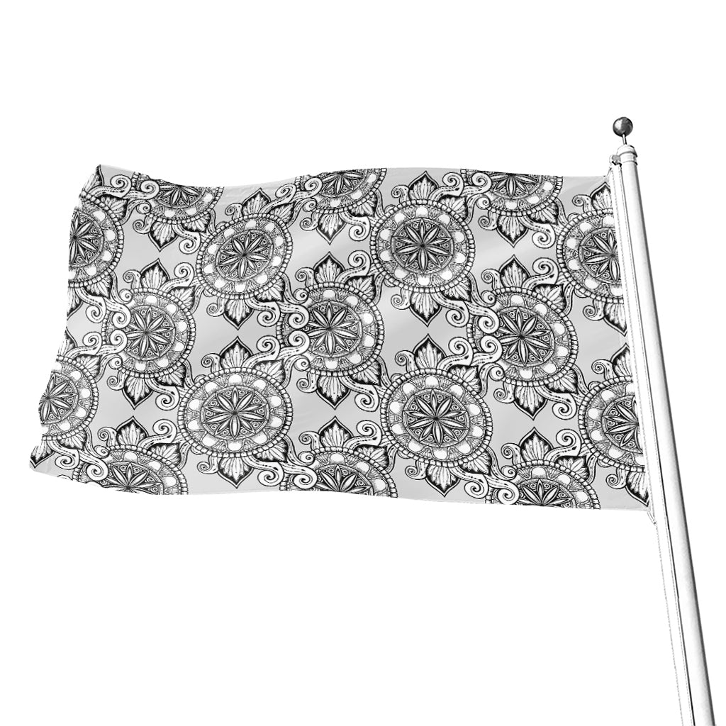 Zentangle Floral Pattern Print Flag