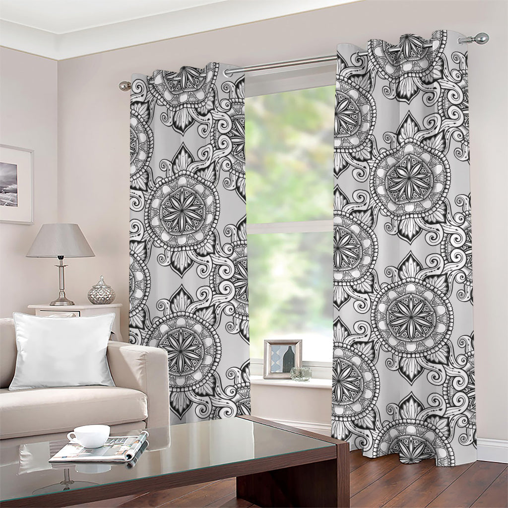 Zentangle Floral Pattern Print Grommet Curtains