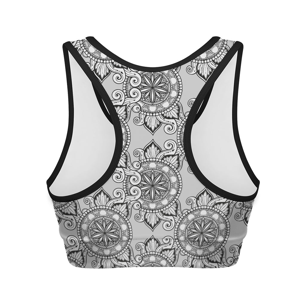 Zentangle Floral Pattern Print Women's Sports Bra