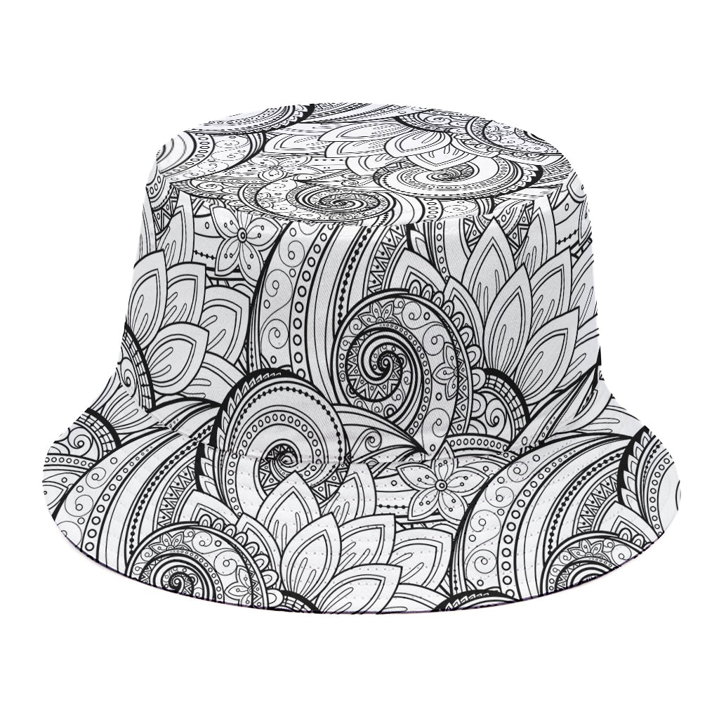 Zentangle Flower Pattern Print Bucket Hat