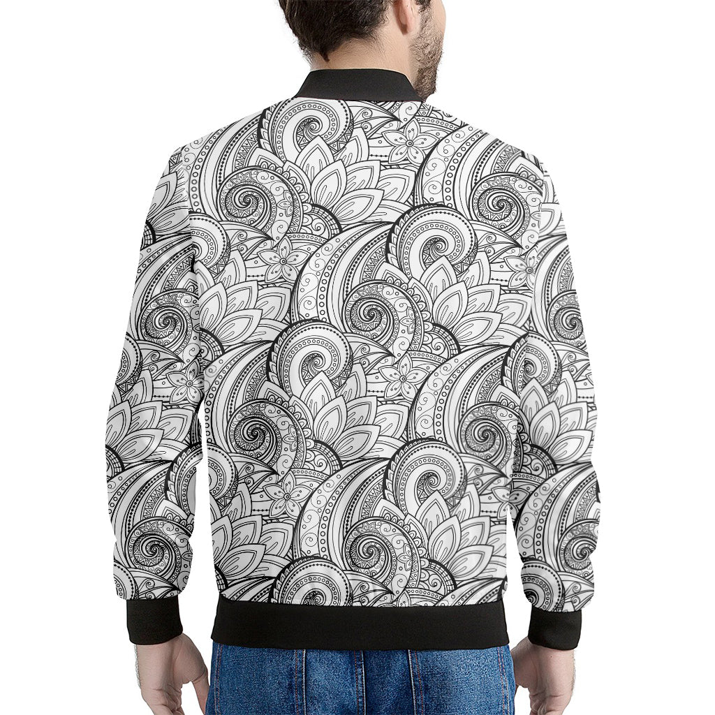 Zentangle Flower Pattern Print Men's Bomber Jacket