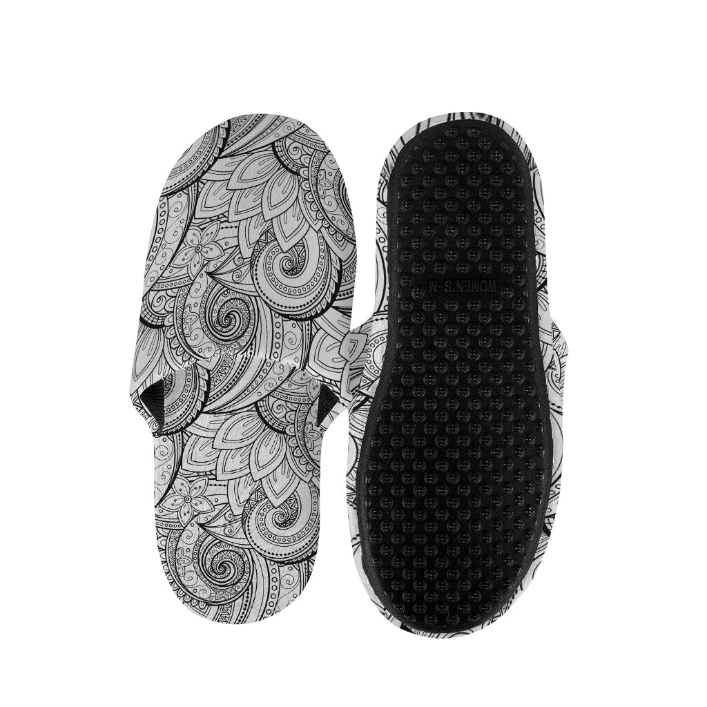 Zentangle Flower Pattern Print Slippers