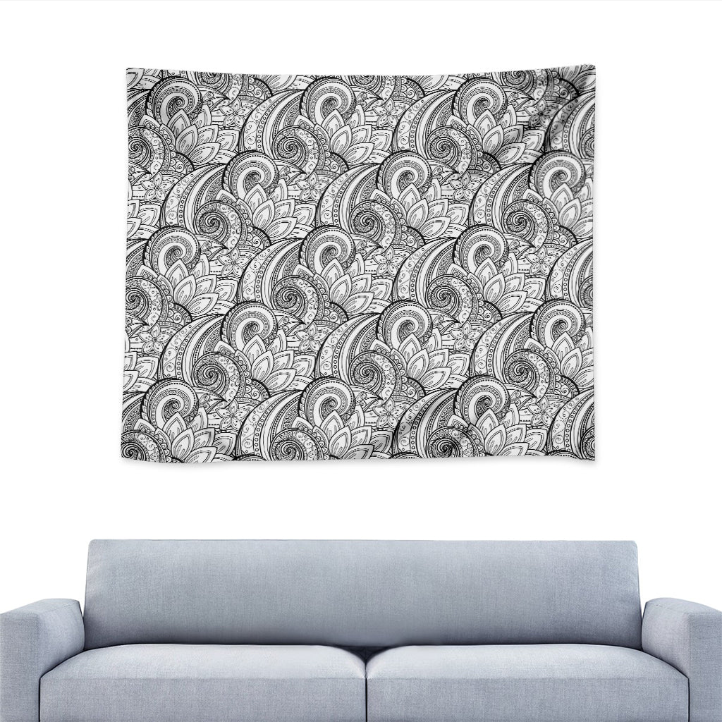Zentangle Flower Pattern Print Tapestry