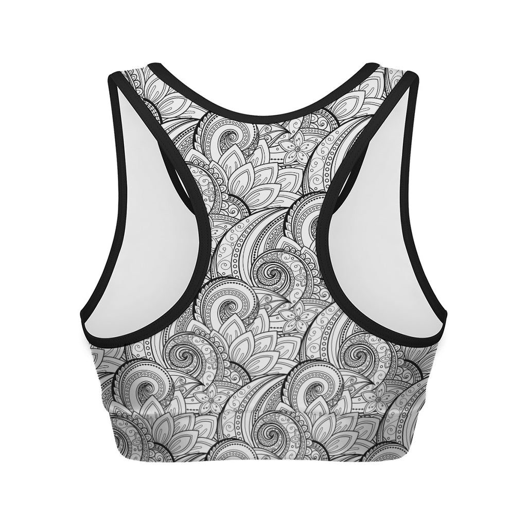 Zentangle Flower Pattern Print Women's Sports Bra