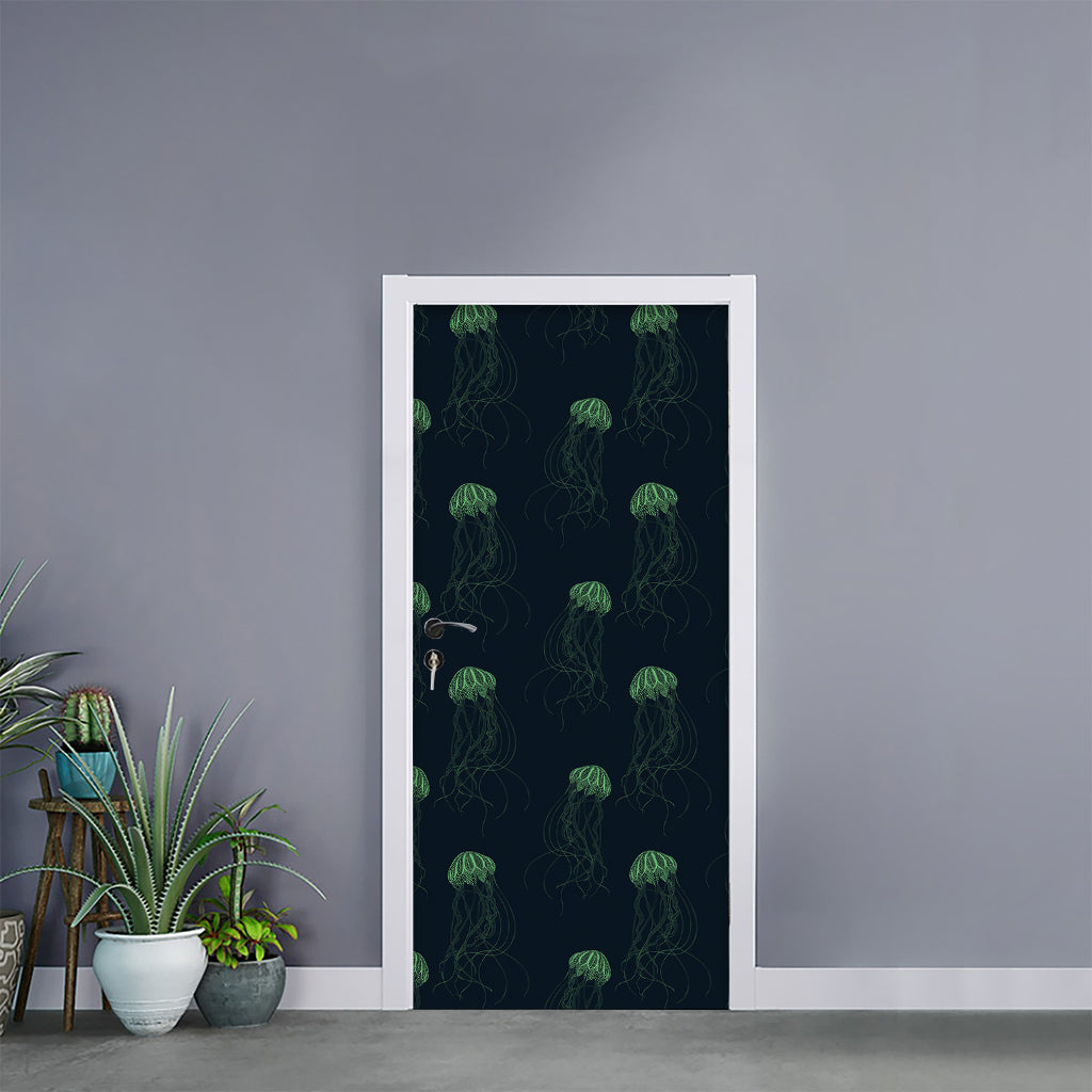 Zentangle Jellyfish Pattern Print Door Sticker