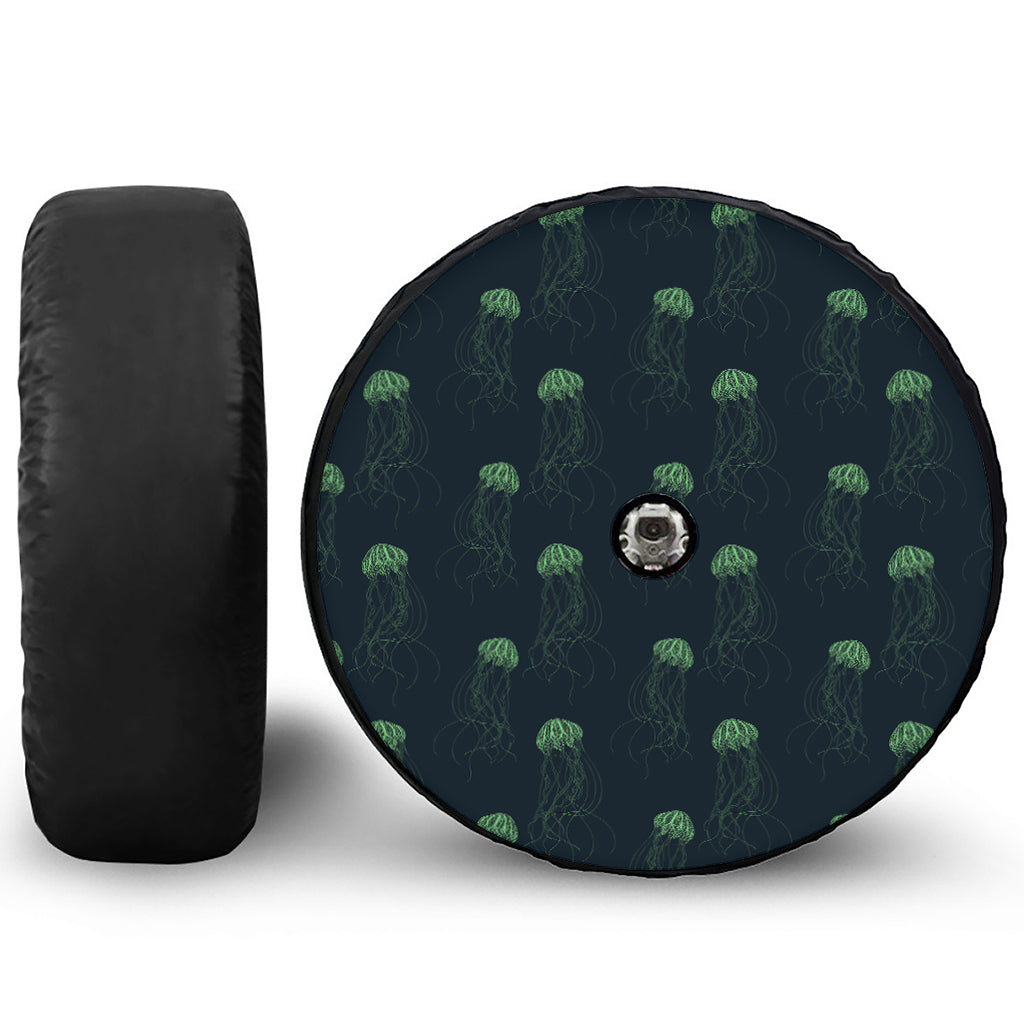 Zentangle Jellyfish Pattern Print Tire Cover With Camera Hole