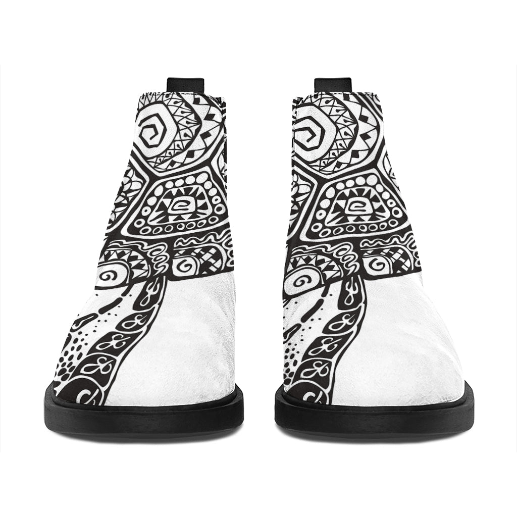 Zentangle Sea Turtle Print Flat Ankle Boots