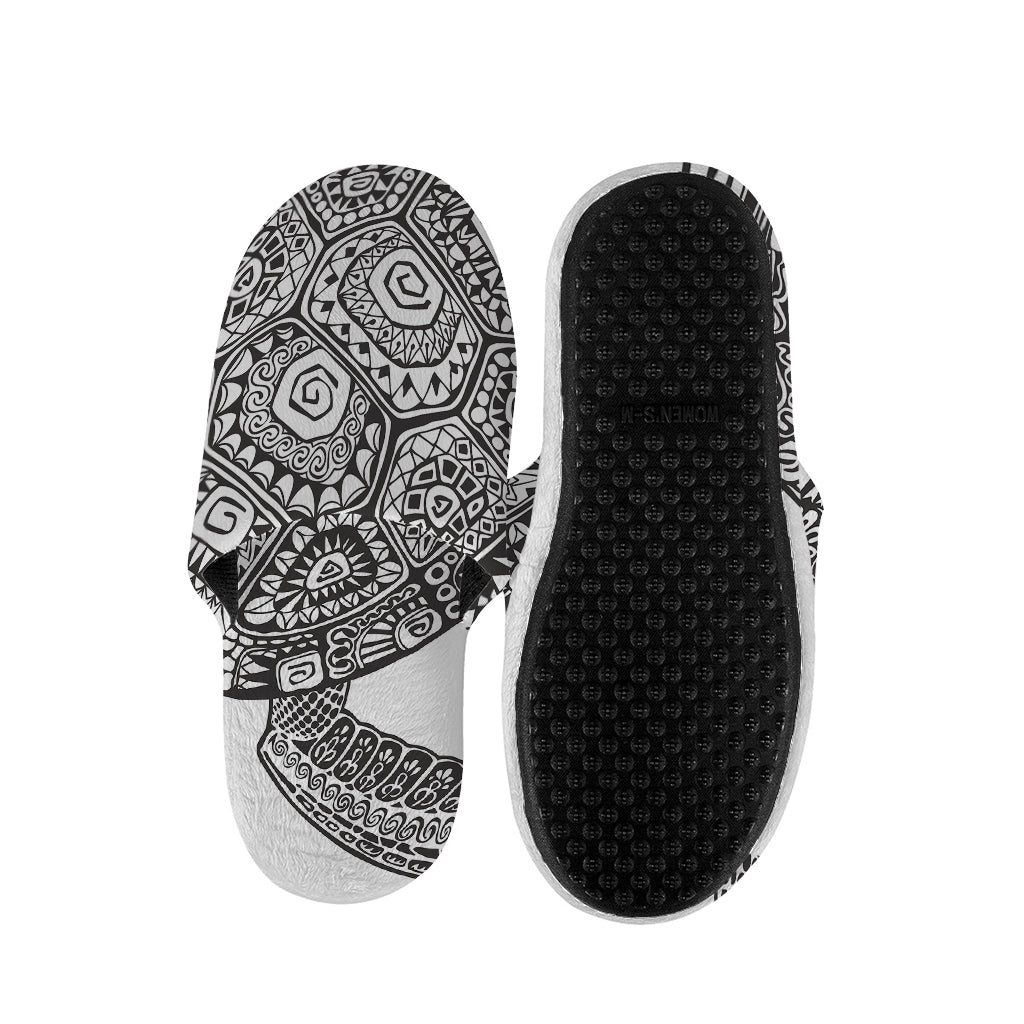 Zentangle Sea Turtle Print Slippers