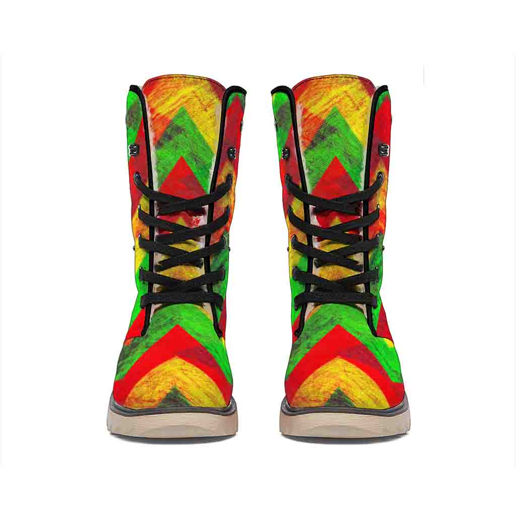 Zig Zag Reggae Pattern Print Winter Boots