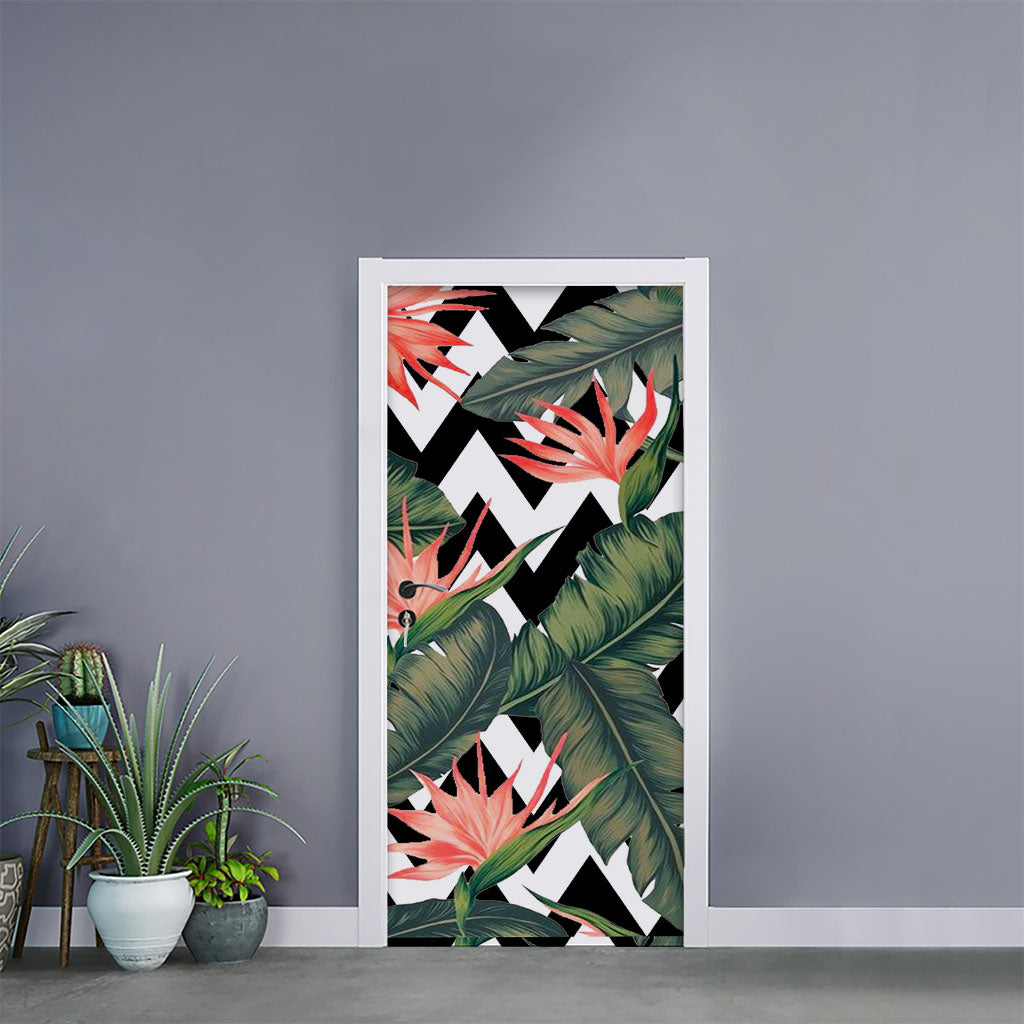 Zig Zag Tropical Pattern Print Door Sticker