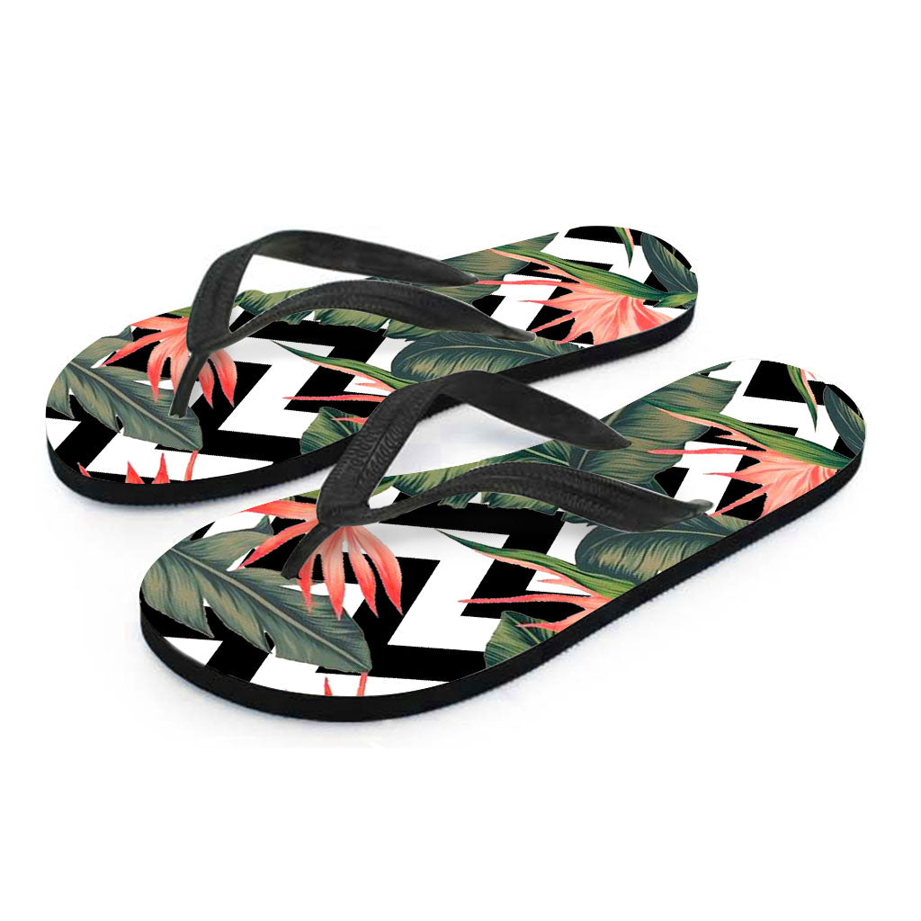 Zig Zag Tropical Pattern Print Flip Flops