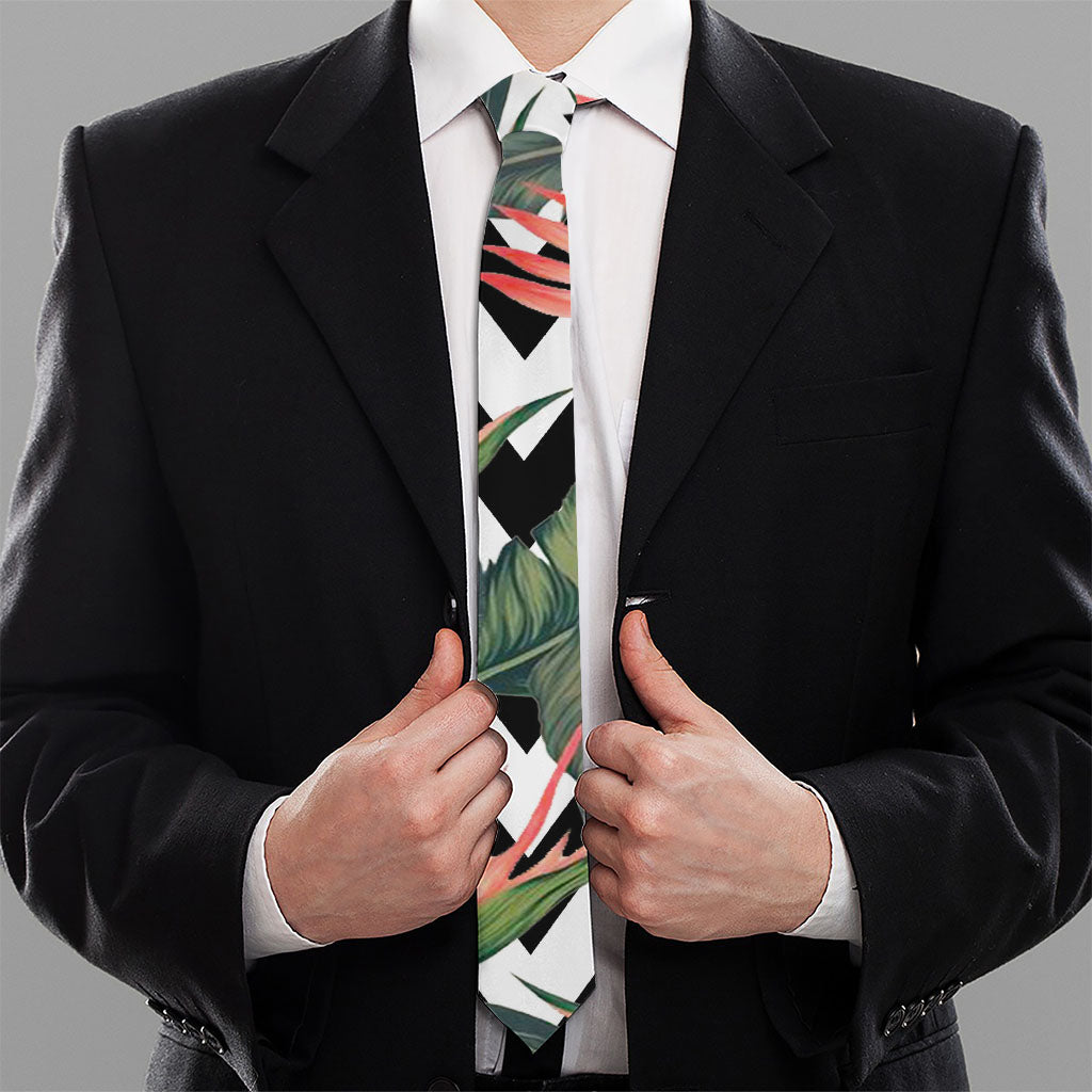 Zig Zag Tropical Pattern Print Necktie