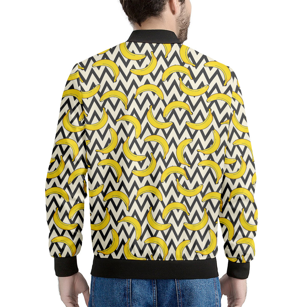 Zigzag Banana Pattern Print Men's Bomber Jacket
