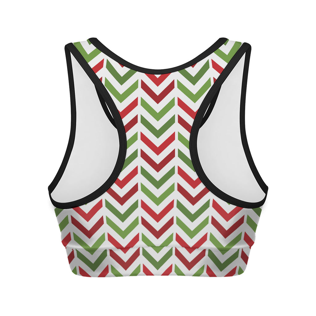 Zigzag Merry Christmas Pattern Print Women's Sports Bra