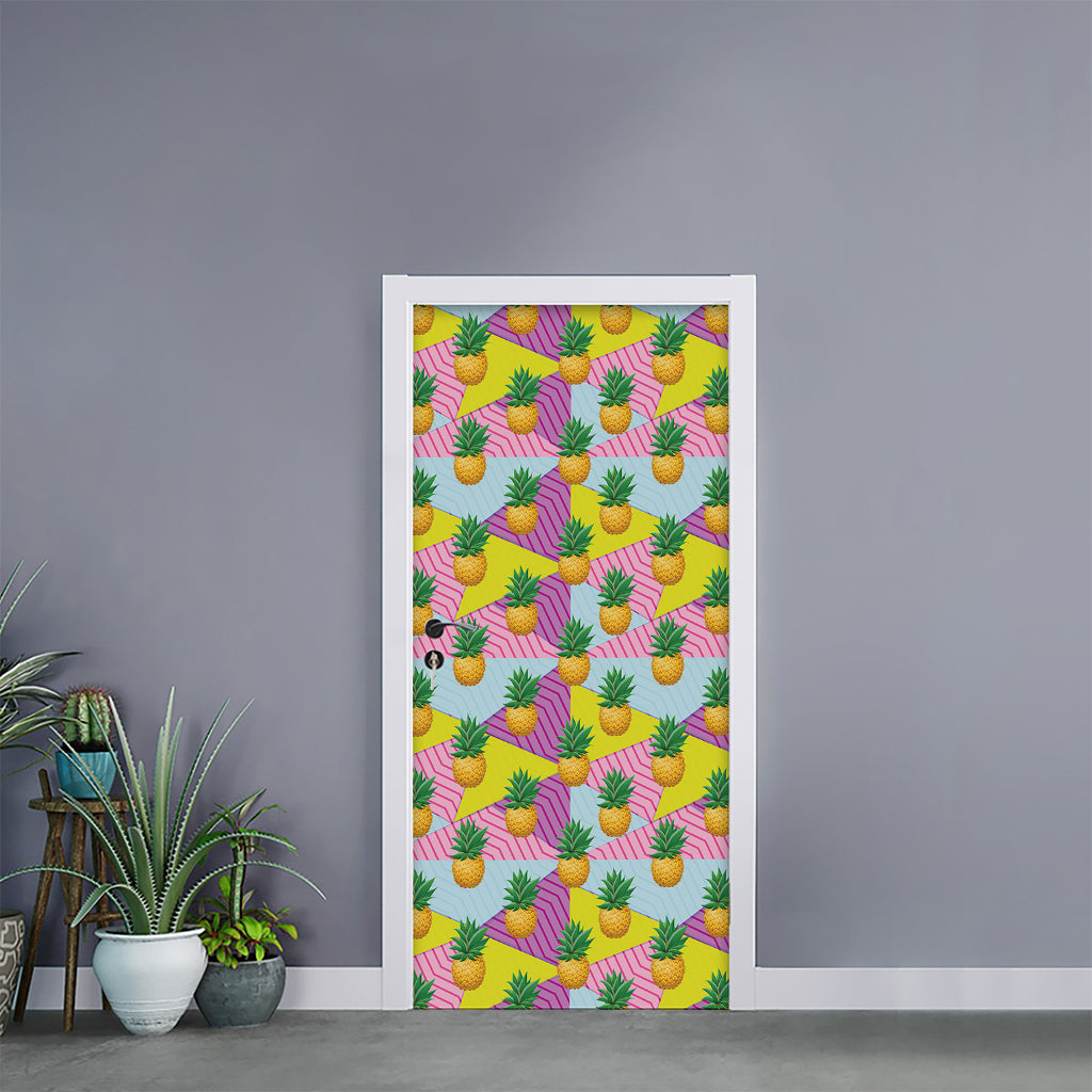 Zigzag Pineapple Pattern Print Door Sticker