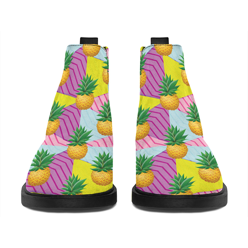 Zigzag Pineapple Pattern Print Flat Ankle Boots