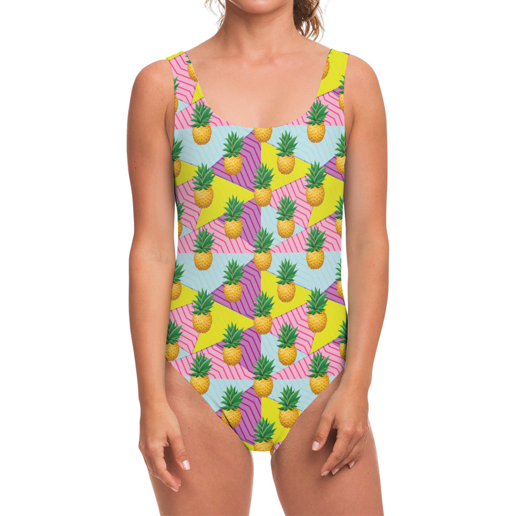 Zigzag Pineapple Pattern Print One Piece Swimsuit