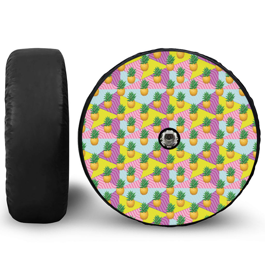 Zigzag Pineapple Pattern Print Tire Cover With Camera Hole