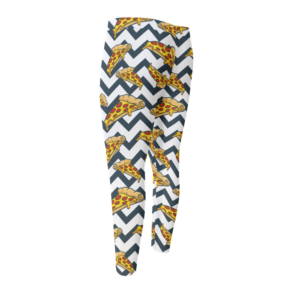 Zigzag Pizza Pattern Print Men's Compression Pants