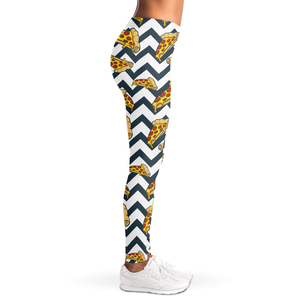 Zigzag Pizza Pattern Print Women's Leggings