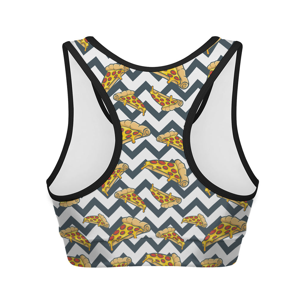 Zigzag Pizza Pattern Print Women's Sports Bra