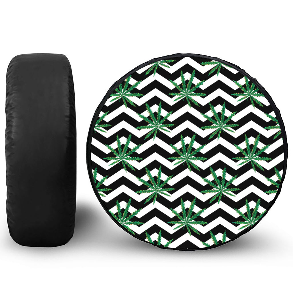 Zigzag Weed Pattern Print Leather Spare Tire Cover