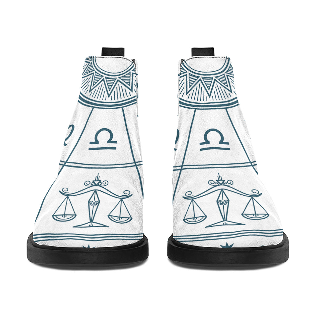 Zodiac Astrology Signs Print Flat Ankle Boots