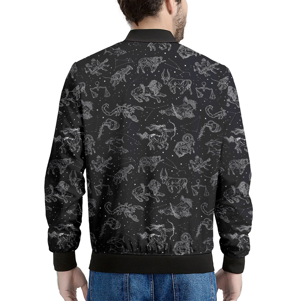 Zodiac Constellation Pattern Print Men's Bomber Jacket