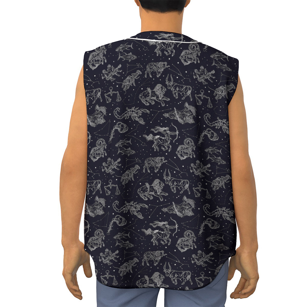 Zodiac Constellation Pattern Print Sleeveless Baseball Jersey